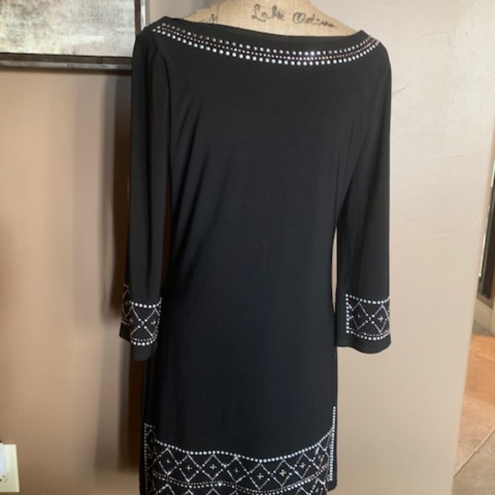 WHBM Black Dress Sz(M-6) embellished sleeves & Hem